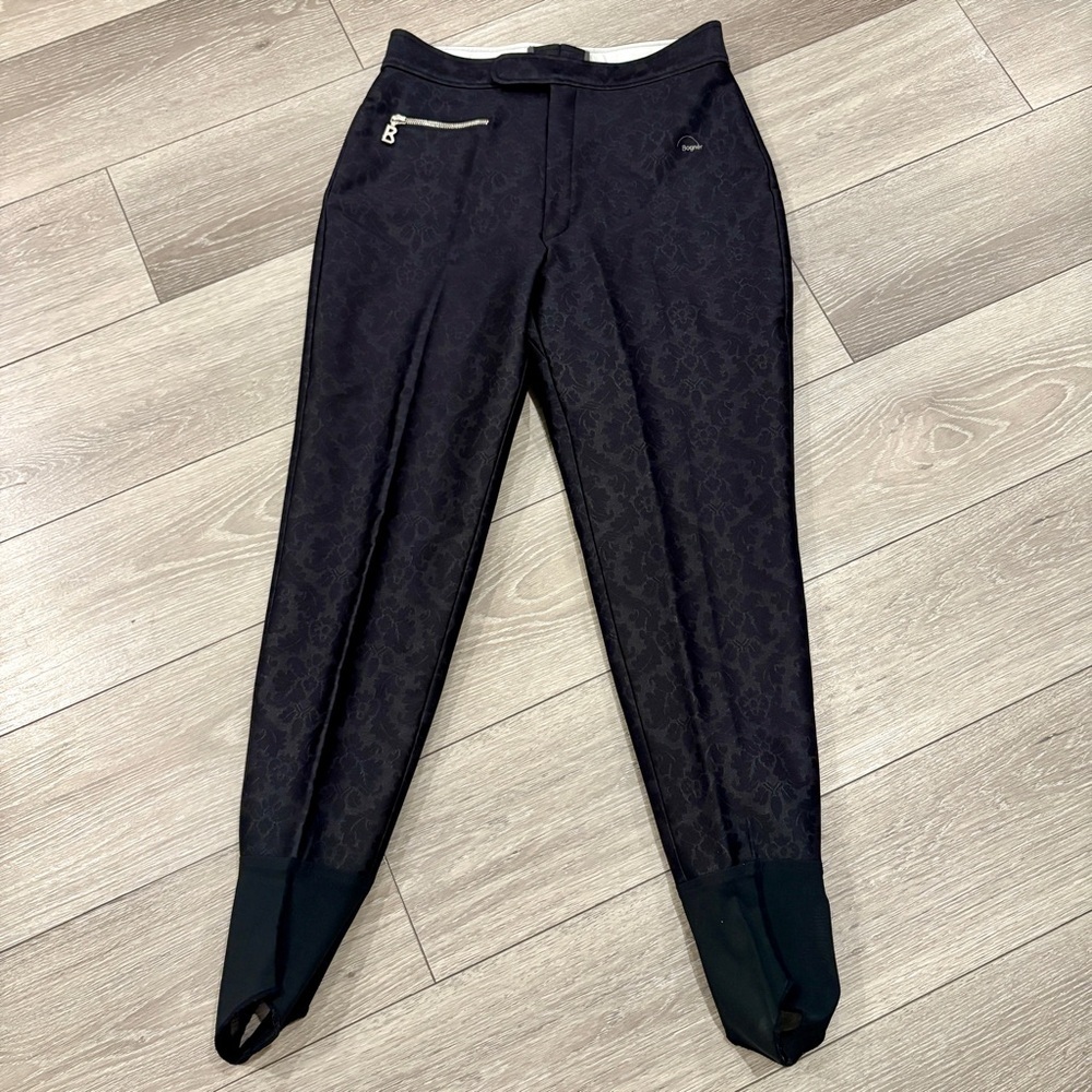 Bogner Wool Blend Black Jacquard Stirrup Ski Pant Size 14